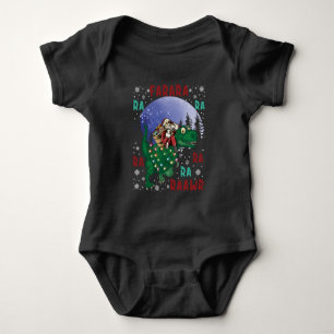Dinosaur Christmas Santa Claus Baby Bodysuit