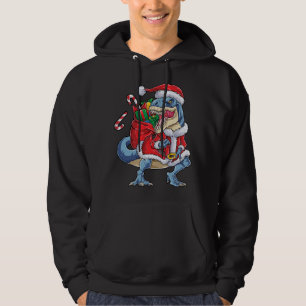 Dinosaur Christmas Santa Claus T rex Boys Men Hoodie