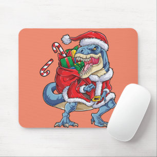 Dinosaur Christmas Santa Claus T rex Boys Men Mouse Mat