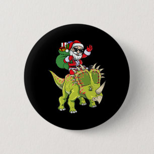 Dinosaur Christmas Santa Claus Triceratops Boys Me 6 Cm Round Badge