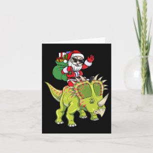Dinosaur Christmas Santa Claus Triceratops Boys Me Card