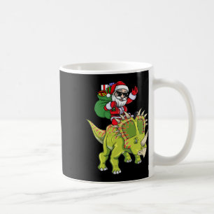 Dinosaur Christmas Santa Claus Triceratops Boys Me Coffee Mug