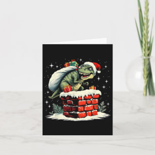 Dinosaur Christmas Santa Xmas Card