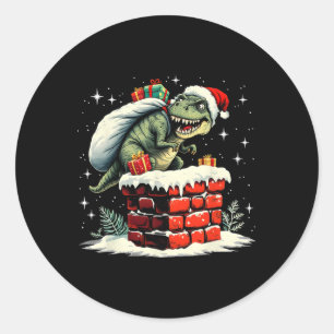 Dinosaur Christmas Santa Xmas Classic Round Sticker