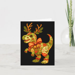 Dinosaur Christmas Season Patchwork T-rex Squad Fa Card
