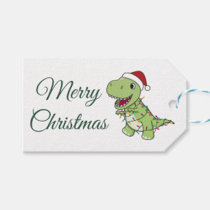 Dinosaur Christmas Snow Winter T-Rex Dino Adult Cl Gift Tags