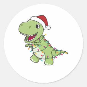 Dinosaur Christmas Snow Winter T-Rex Dino Classic Round Sticker
