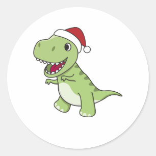Dinosaur Christmas Snow Winter T-Rex Dino Classic Round Sticker