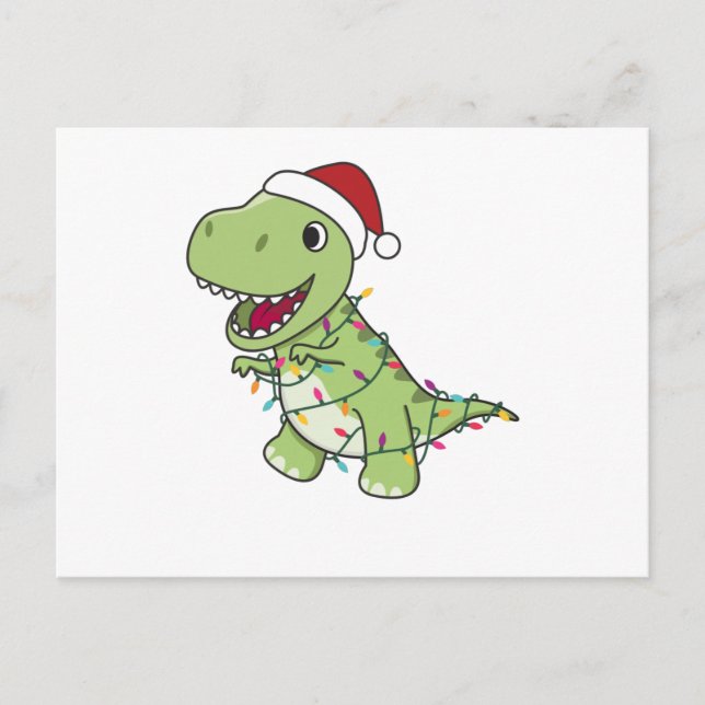 Dinosaur Christmas Snow Winter T-Rex Dino Postcard (Front)