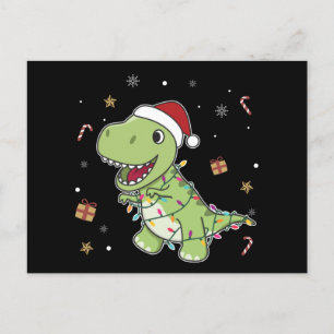 Dinosaur Christmas Snow Winter T-Rex Dino Postcard