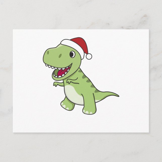 Dinosaur Christmas Snow Winter T-Rex Dino Postcard (Front)