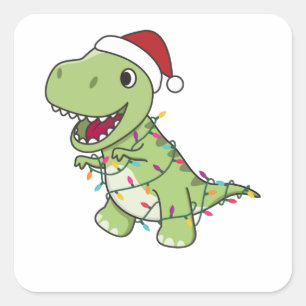Dinosaur Christmas Snow Winter T-Rex Dino Square Sticker