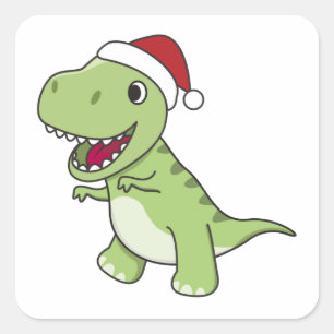 Dinosaur Christmas Snow Winter T-Rex Dino Square Sticker