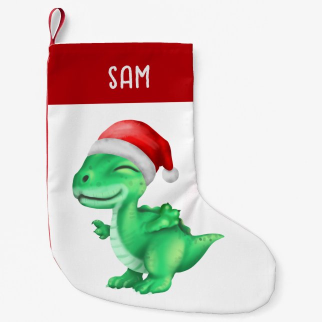 Dinosaur Christmas Stockings | Cute Dinosaur Green (Front)