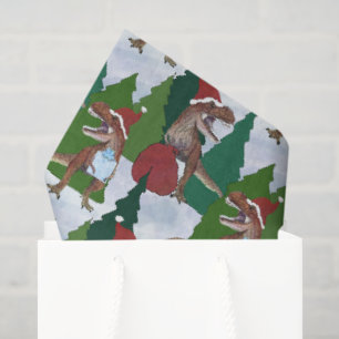 Dinosaur Christmas T-Rex Santa Tissue Paper
