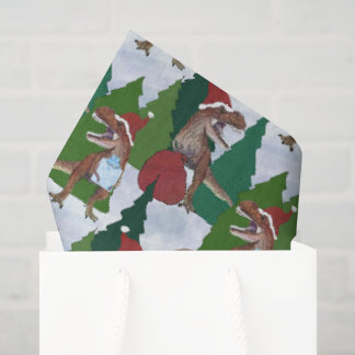 Dinosaur Christmas T-Rex Santa Tissue Paper