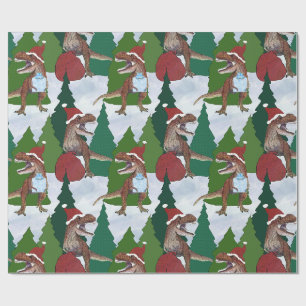 Dinosaur Christmas T-Rex Santa Wrapping Paper