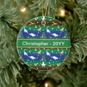 Dinosaur Christmas Tree Ceramic Tree Decoration