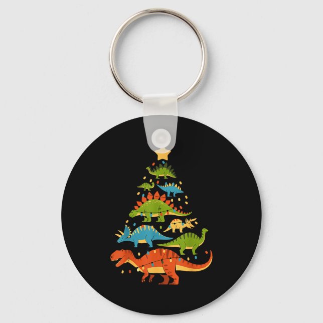 Dinosaur Christmas Tree Dino Trex Dinosaur Lover C Key Ring (Front)