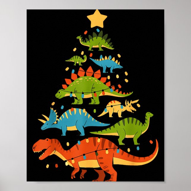 Dinosaur Christmas Tree Dino Trex Dinosaur Lover C Poster (Front)