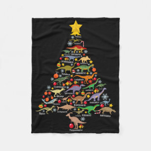 Dinosaur Christmas Tree Dino Trex Paleontologist X Fleece Blanket