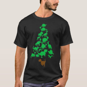 Dinosaur Christmas Tree Graphics Funny Xmas Santa T-Shirt