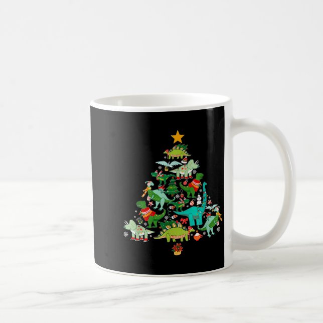 Dinosaur Christmas Tree I Believe In Santa And Din Coffee Mug (Right)