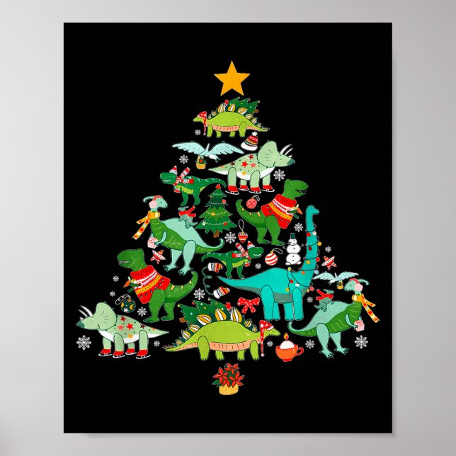 Dinosaur Christmas Tree I Believe In Santa And Din Poster (Front)