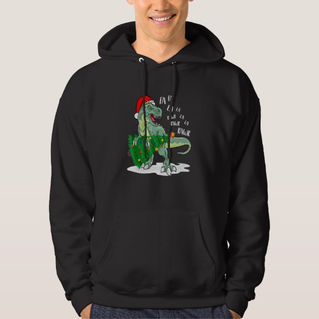 Dinosaur Christmas Tree Rex Boys Xmas Hoodie (Front)