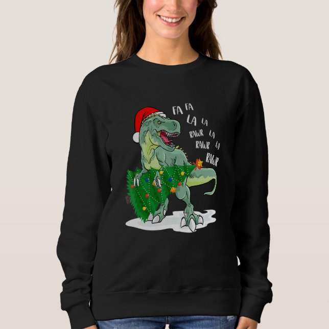 Dinosaur Christmas Tree Rex Boys Xmas Sweatshirt (Front)