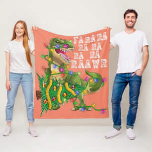Dinosaur Christmas Tree Rex Men Boys Kids Fleece Blanket