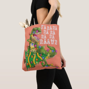 Dinosaur Christmas Tree Rex Men Boys Kids Tote Bag