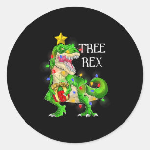Dinosaur Christmas Tree Rex Pajamas Men Boys Xmas Classic Round Sticker