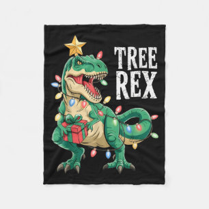 Dinosaur Christmas Tree Rex Pajamas Men Boys Xmas  Fleece Blanket