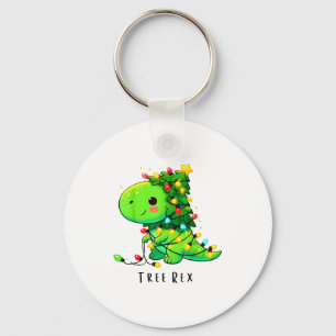 Dinosaur Christmas Tree Rex Pajamas Men Boys Xmas Key Ring