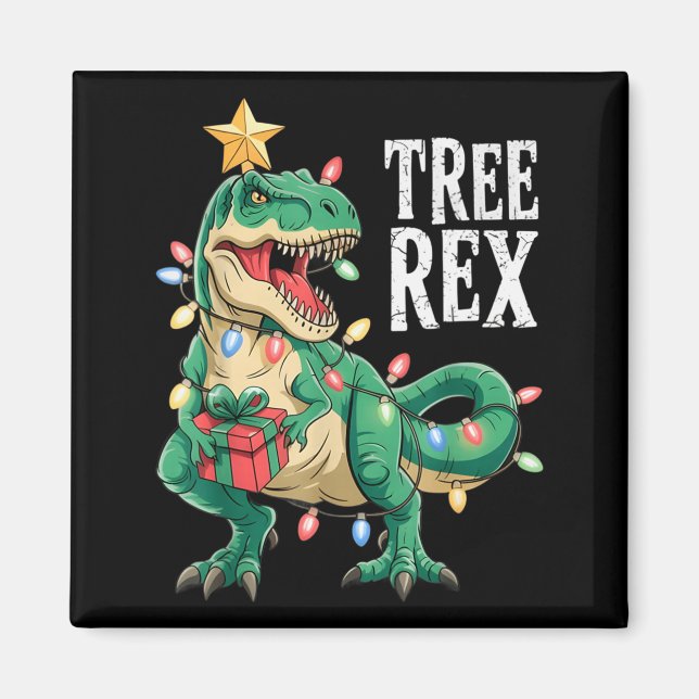 Dinosaur Christmas Tree Rex Pajamas Men Boys Xmas  Magnet (Front)