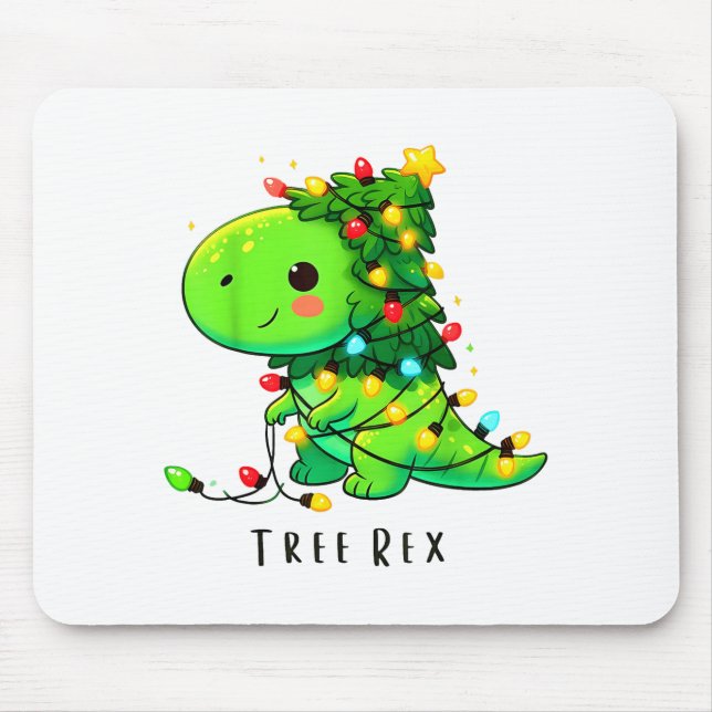 Dinosaur Christmas Tree Rex Pajamas Men Boys Xmas  Mouse Mat (Front)