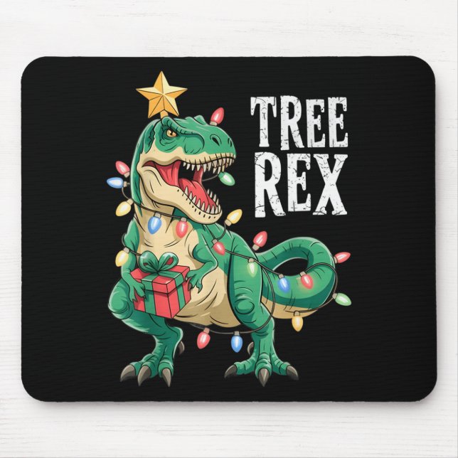 Dinosaur Christmas Tree Rex Pajamas Men Boys Xmas  Mouse Mat (Front)