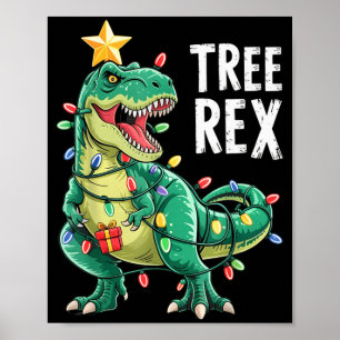 Dinosaur Christmas Tree Rex Pajamas Men Boys Xmas  Poster