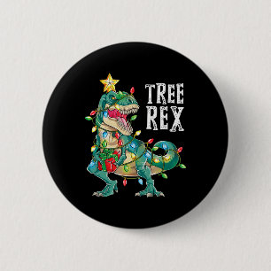 Dinosaur Christmas Tree Rex Pyjamas Men Boys Xmas 6 Cm Round Badge