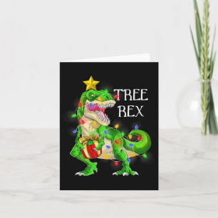 Dinosaur Christmas Tree Rex Pyjamas Men Boys Xmas Card
