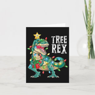 Dinosaur Christmas Tree Rex Pyjamas Men Boys Xmas  Card
