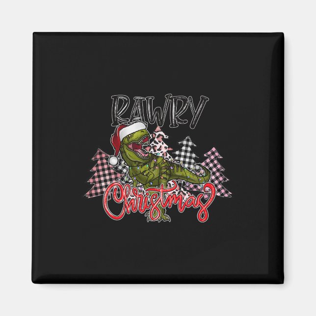 Dinosaur Christmas Tree Rex Pyjamas Men Boys Xmas  Magnet (Front)