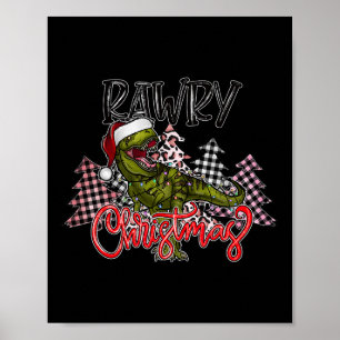 Dinosaur Christmas Tree Rex Pyjamas Men Boys Xmas Poster