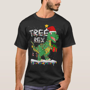 Dinosaur Christmas Tree Rex Pyjamas Men Boys Xmas  T-Shirt