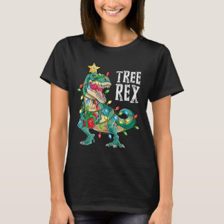 Dinosaur Christmas Tree Rex Pyjamas Men Boys Xmas  T-Shirt