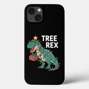Dinosaur Christmas Tree Rex Pyjamas Xmas Lights iPhone 13 Case