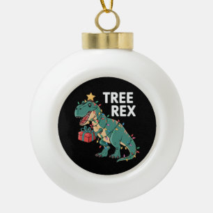 Dinosaur Christmas Tree Rex Pyjamas Xmas Lights  Ceramic Ball Christmas Ornament