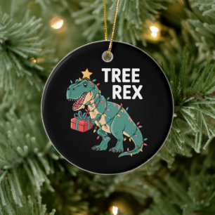 Dinosaur Christmas Tree Rex Pyjamas Xmas Lights  Ceramic Tree Decoration