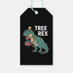 Dinosaur Christmas Tree Rex Pyjamas Xmas Lights  Gift Tags